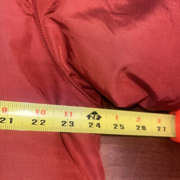VINTAGE Woolrich Puffer Jacket Large Red Rust Snap Down Long Sleeve Outdoor - Picture 6 of 6